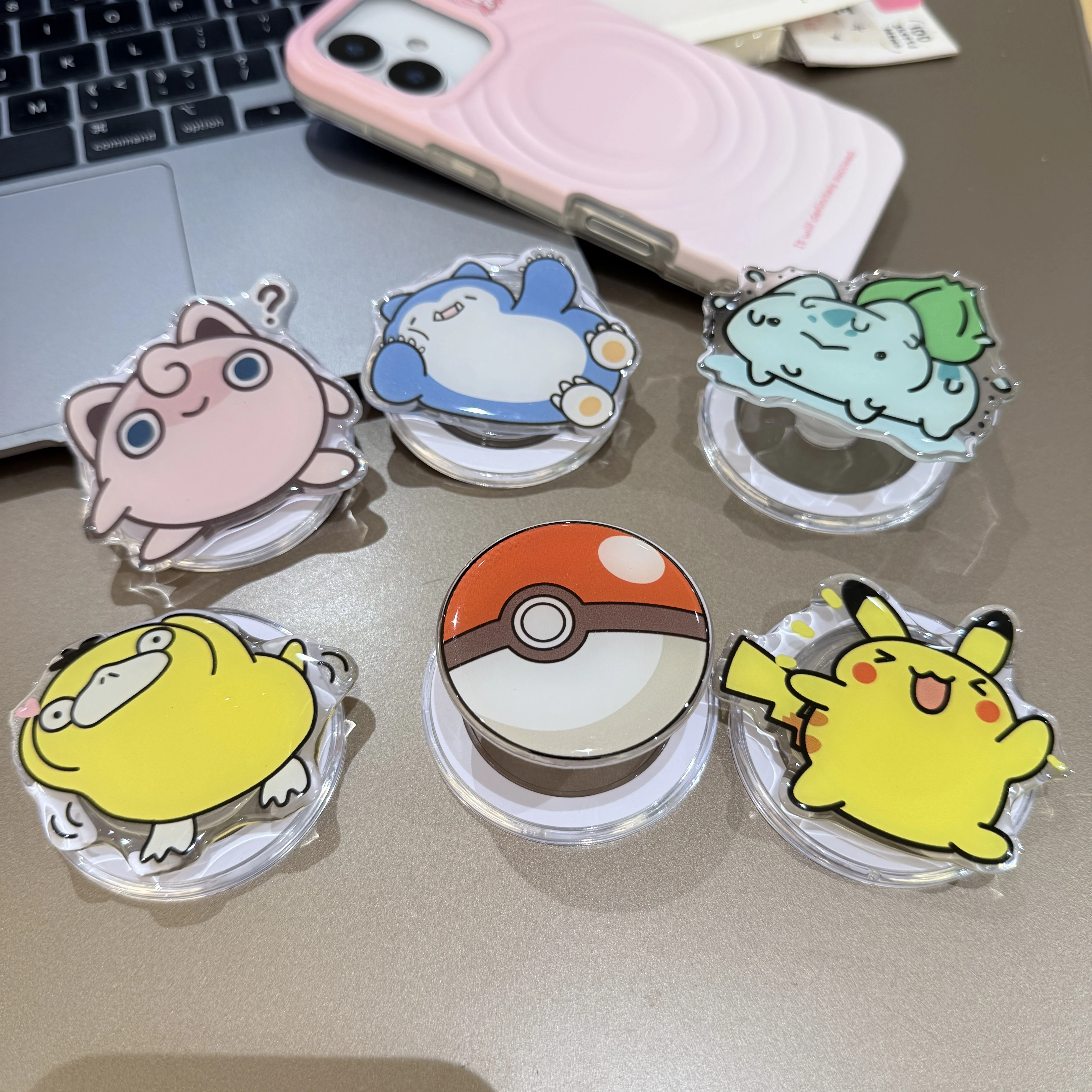 

Kawaii Cartoon Series Pokémon For Pikachu Poké Ball Jigglypuff Psyduck Snorlax Bulbasaur Magnetic Mobile Phone Holder Bracket