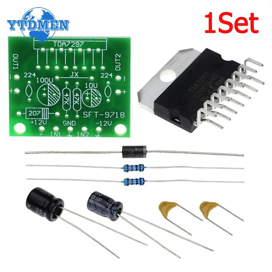 1set TDA7297 Power Amplifier Board Parts DC 12V Pure Rear 2.0 Dual-channel 15W+15W Electronic DIY Kit