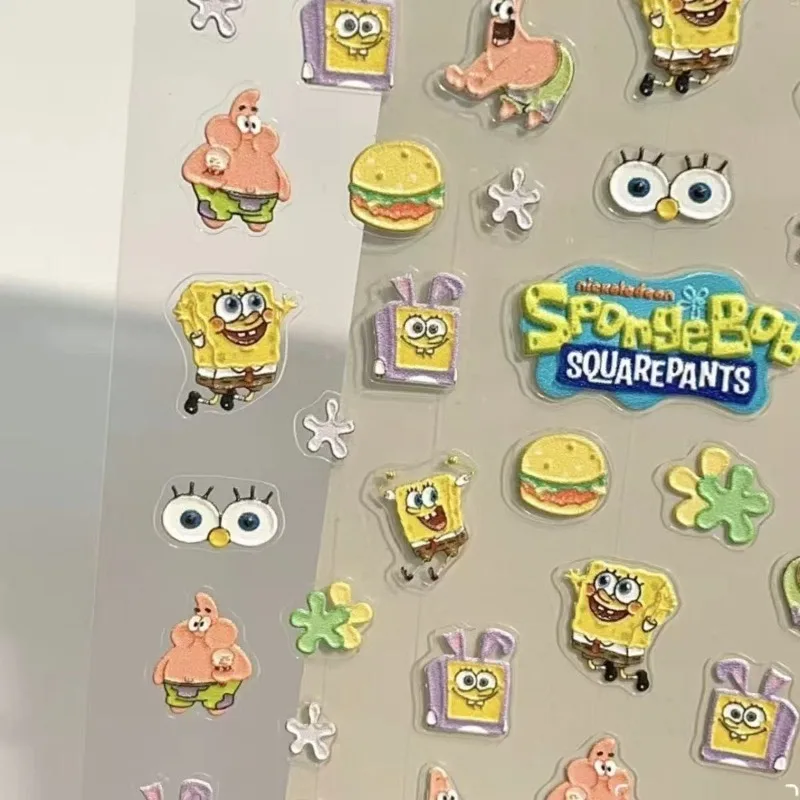 Kawaii لطيف الكرتون SpongeBob SquarePants، ملصقات الأظافر ثلاثية الأبعاد نجمة كبيرة للطلاب، ملصقات أظافر ثلاثية الأبعاد عالية الجمال #3