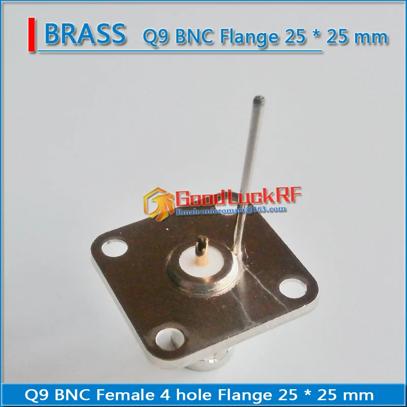 Q9 BNC Female Plug 4 hole Flange Panel Mount solder cup With Wire 25 * 25 mm 18.5 * 18.5 Brass RF Connector Socket Coax Adapters