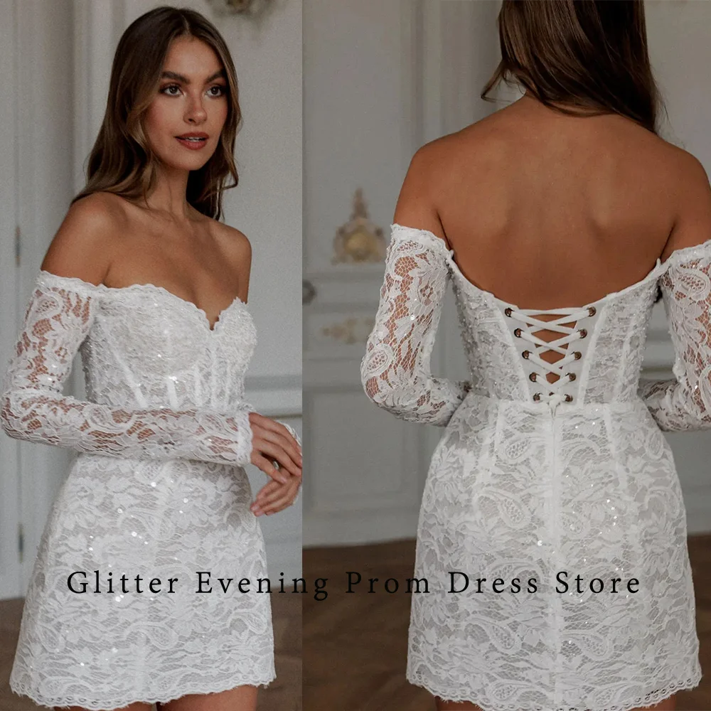 2024 Modern Sexy Lace Min Short Prom Dresses For Women Off-Shoulder Sweetheart Backless Custom Made Birthday Evening Party Grows