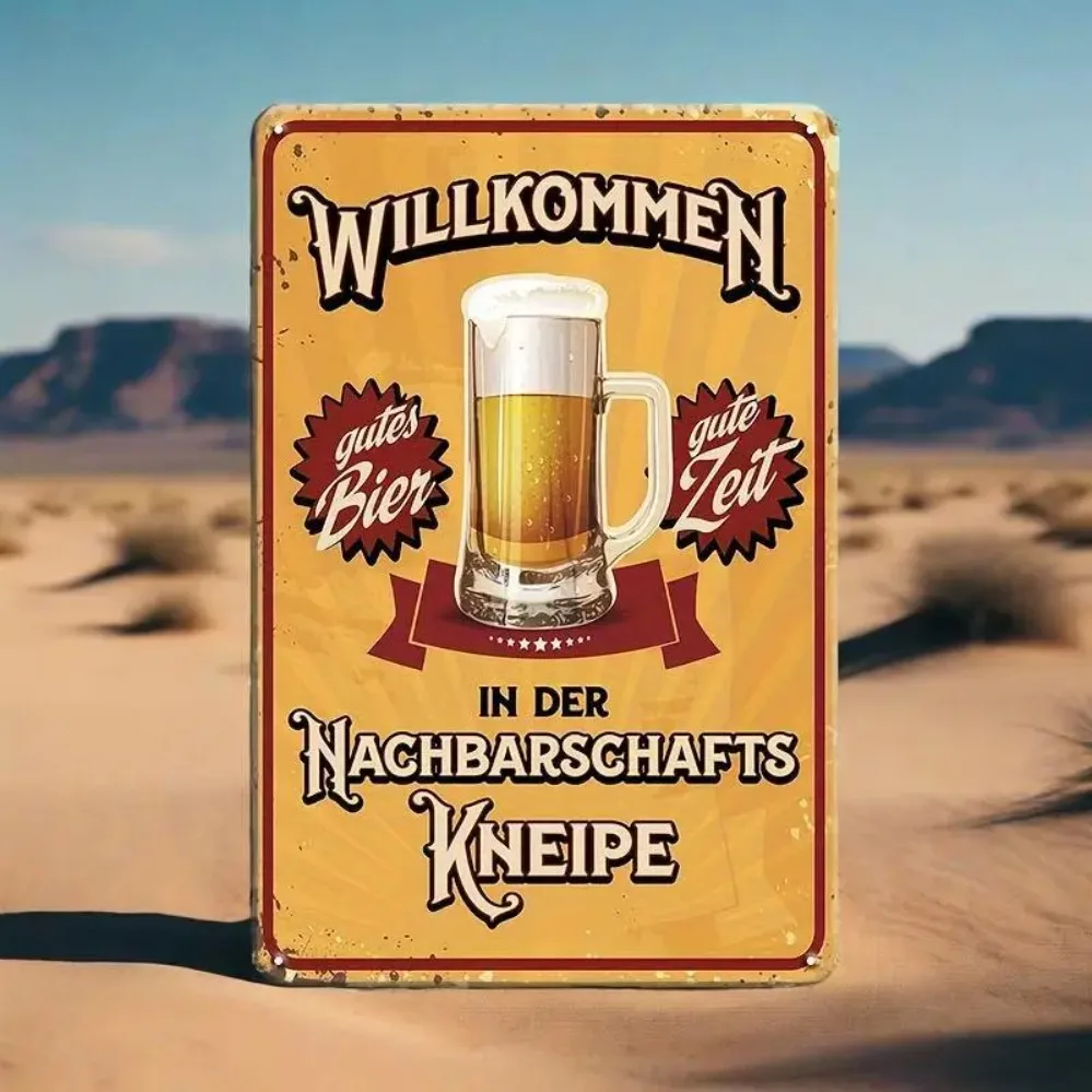 „Welcome to The Neighborhood Pub“ Vintage-Blechschild für die Dekoration von Man Cave & Beer Bar