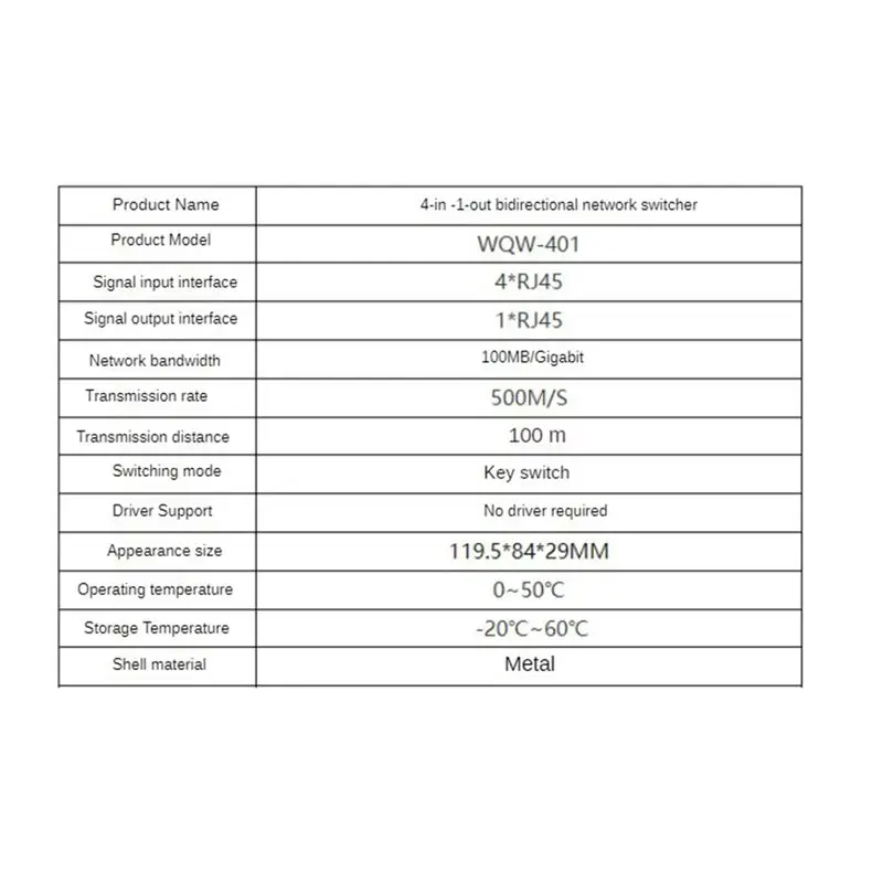 A29F-4 In 1 Out 100/1000Mbps Mini Gigabit Network Switch 5 Port Ethernet Switch Internet Splitter Desktop RJ45 Network Switch