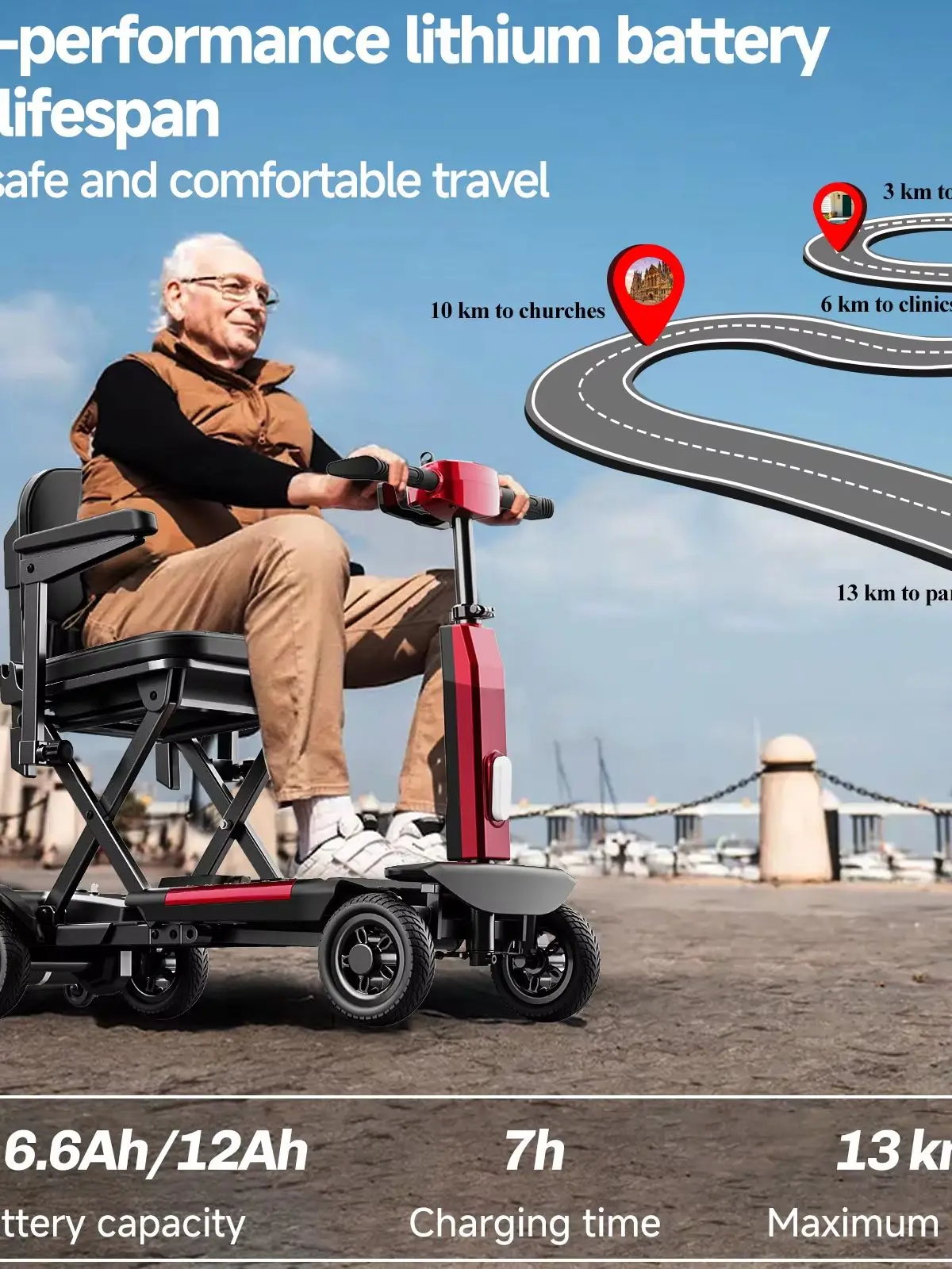 TODOMART X11 X17 4-Rad faltbarer Elektrischer Mobilitätsroller für Senioren, 249W Motor, 24V 10,4Ah Akku, 25 km Reichweite, tragbarer Mobilitätswagen für Alltagsfahrten und Golf