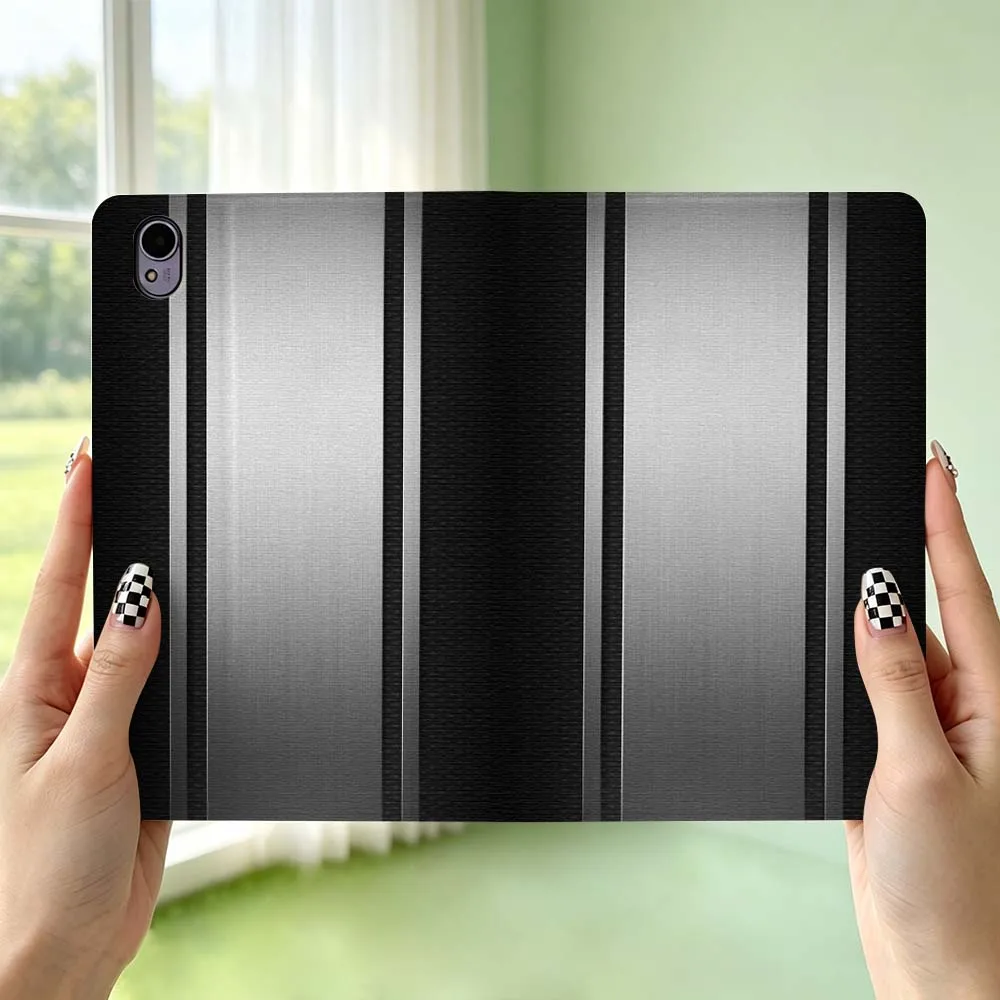 Metal Stripes Pattern For Huawei MediaPad MatePad Honor Pro V6 9 V8 X9 X 10 13.3 12.3 11 11.5 Inch Tablet Case Pen Tray