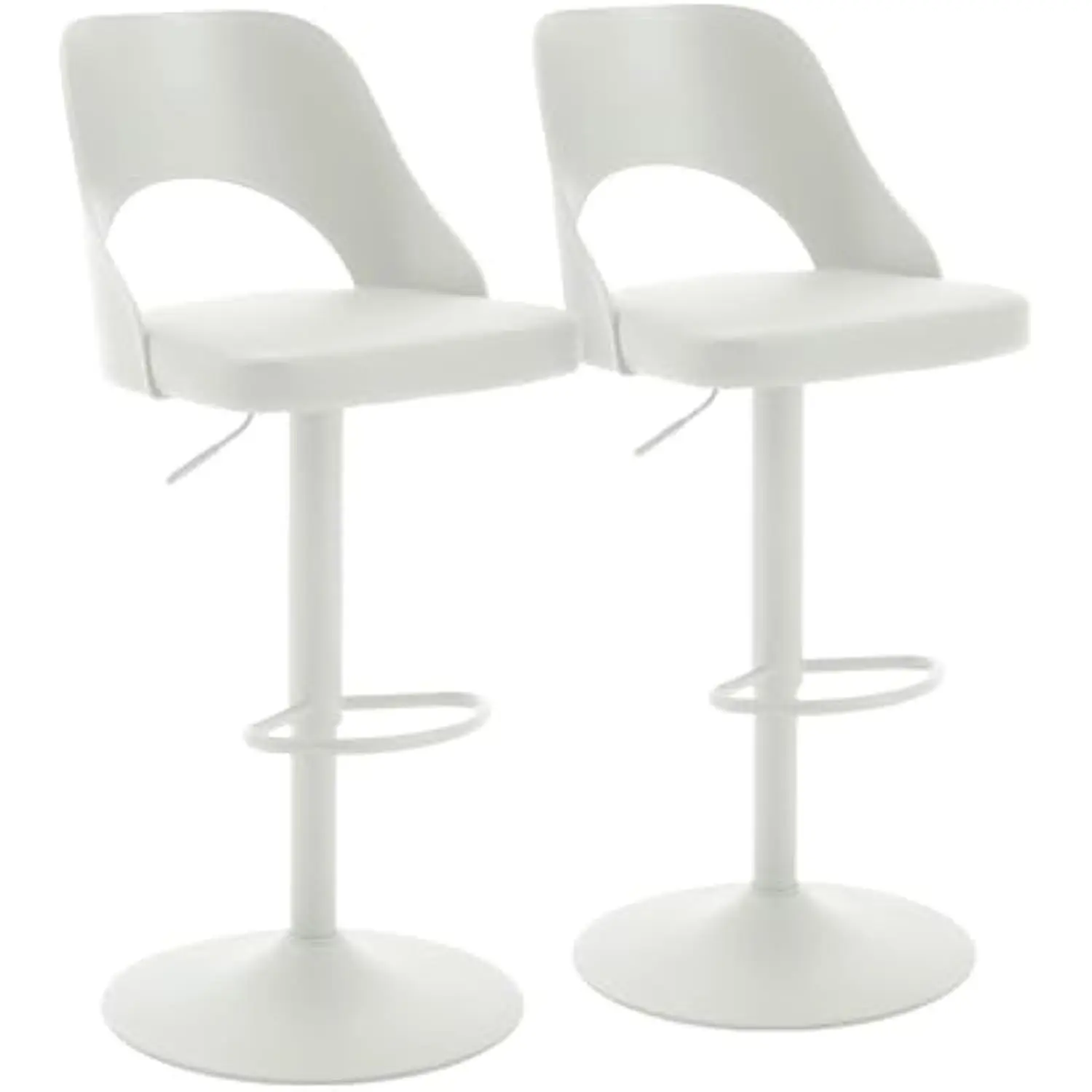 

Bar Stools Set of 2, Pu Leather Adjustable Swivel Counter Height Kitchen Island Chairs with Back Armless Modern Barstools (Whit