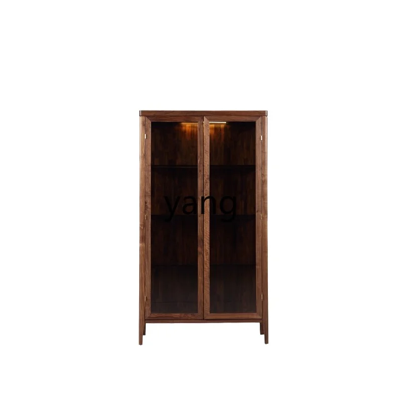 

LH modern simple all-solid wood glass hall cabinet dining room wine cabinet living room display side cabinet