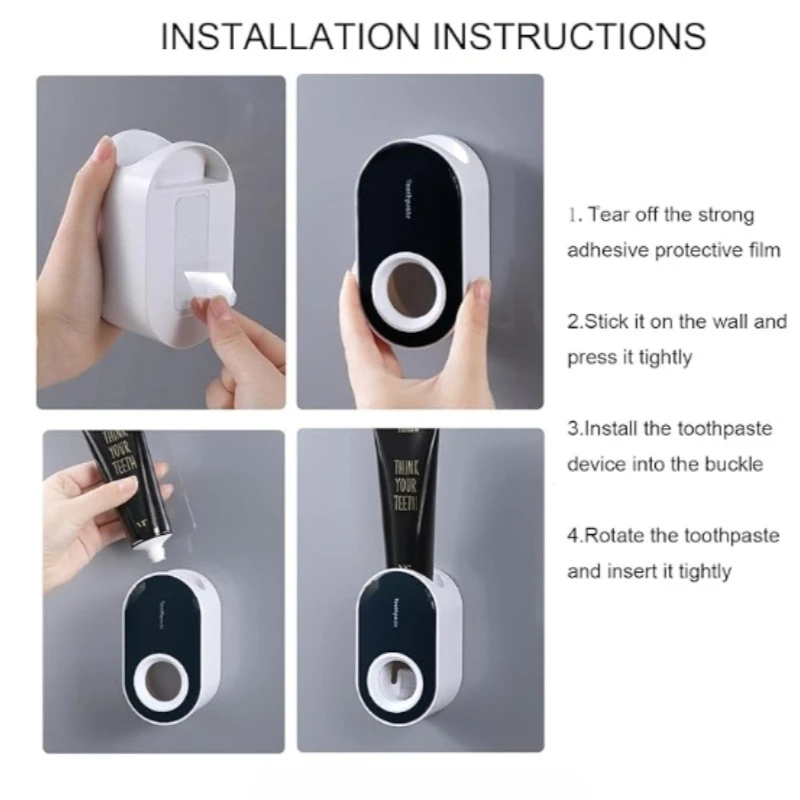Toothpaste Squeezer Toothpaste Dispenser Holder Punch Free Dust-proof Wall Mount Stand Bathroom Accessories