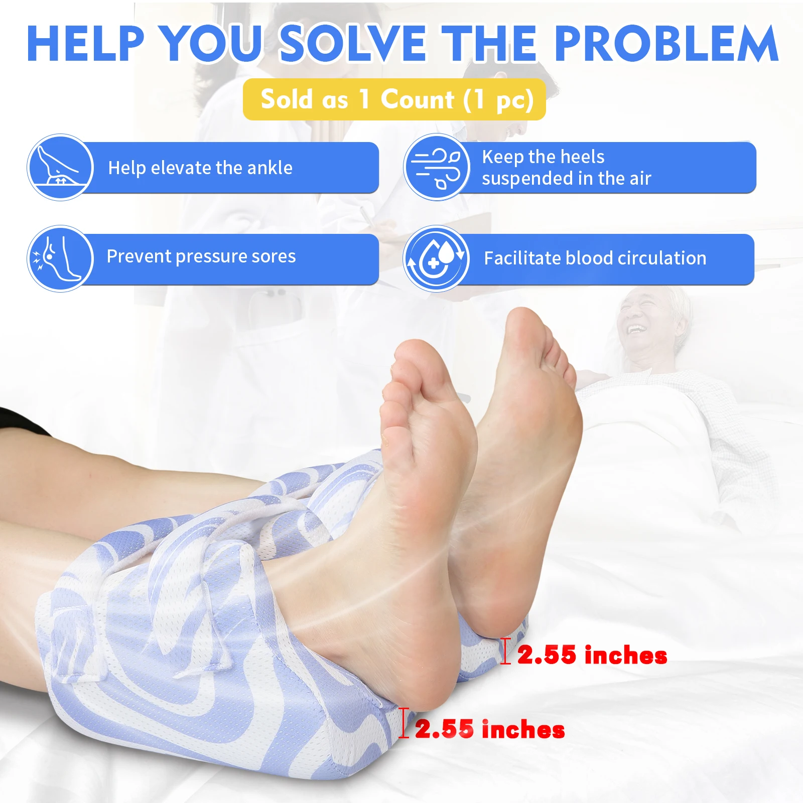 

Ehucon Heel Protection Foot Wedge Cushion Relief Pressure Ankle Elevation Pillow for Foot Pain Bedridden Patient Pack of 1pc