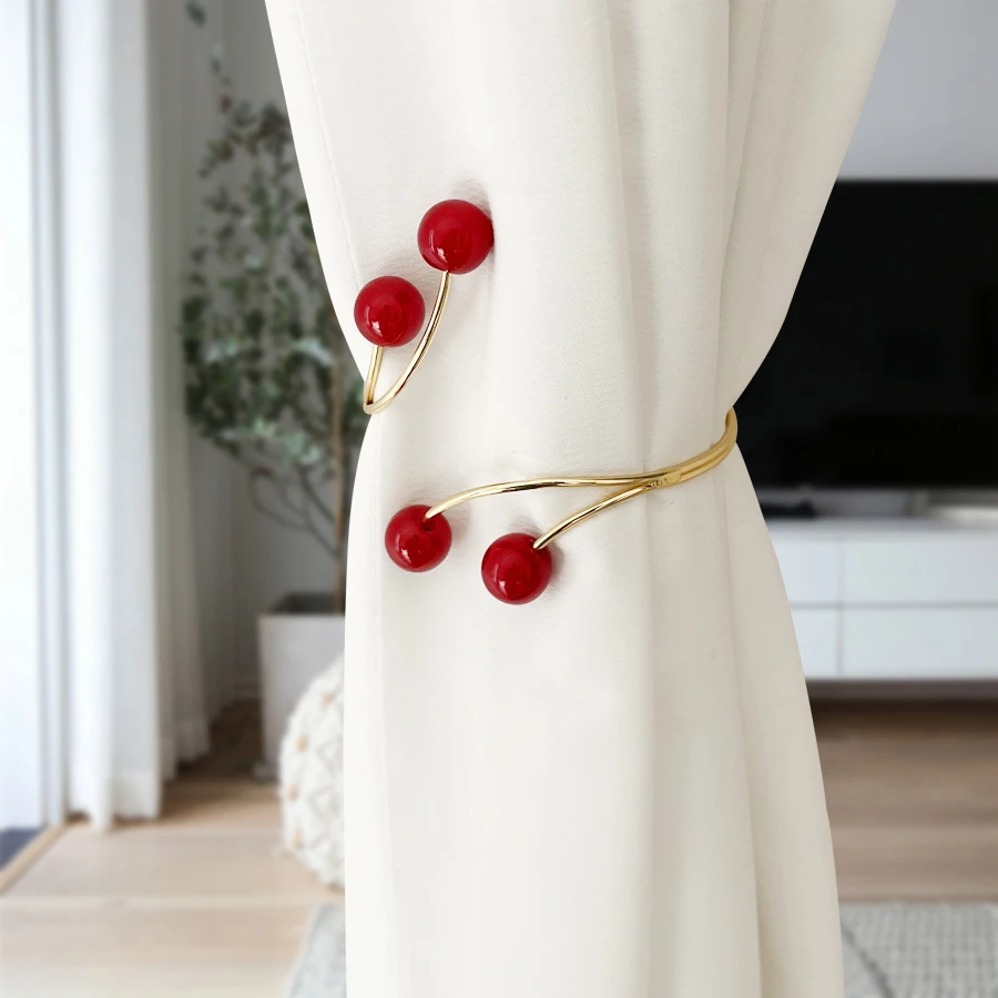 Pearl Alloy Curtain Clips - No Drill Holiday Tiebacks, Festive Window Decor with Snap-on Holders for Sheer Curtains - view 5
