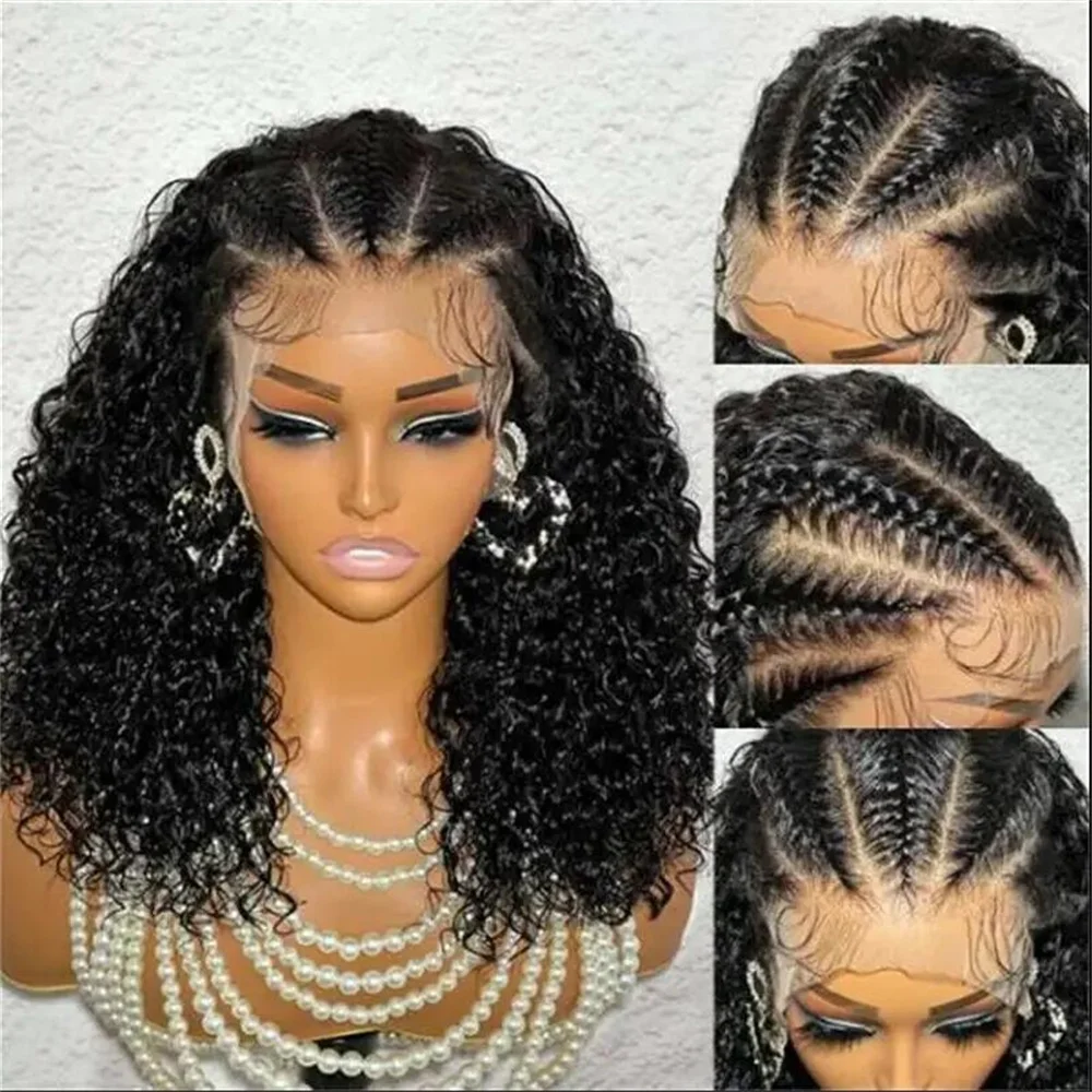 Perruques Lace Front Kinky Curly avec cheveux synthétiques de haute qualité, perruques pré-plumées douces, bonne Bergame, densité 180, 26 po