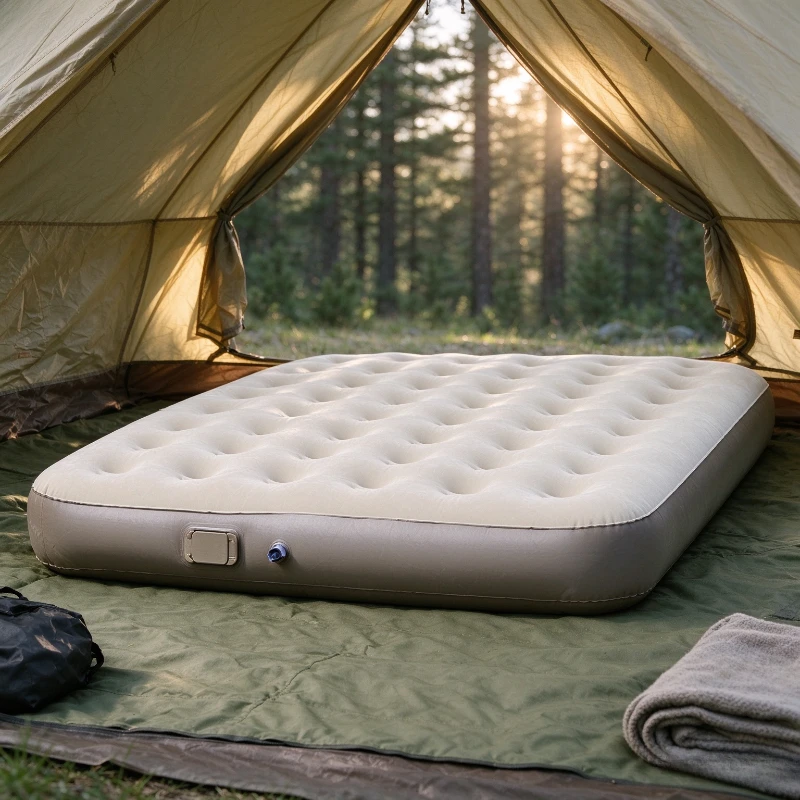 Three‑Layer Thickened & Heightened Inflatable Air Mattress, Portable Folding Air Bed for Single & Double Use, Comfort Sleeping
