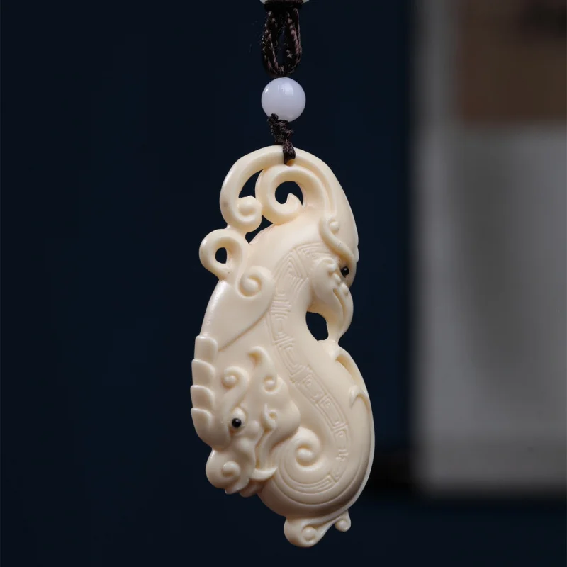 

Factory Direct Supply Ivory Nut Prosperity Brought by the Dragon and the Phoenix Tag Pendant Men and Women Wear Pendant Carry-on