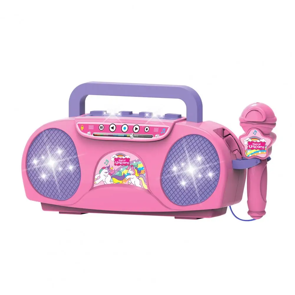 Microfone musical portátil do brinquedo com efeitos de iluminação para miúdos, seguro, divertimento, interno, exterior, novo