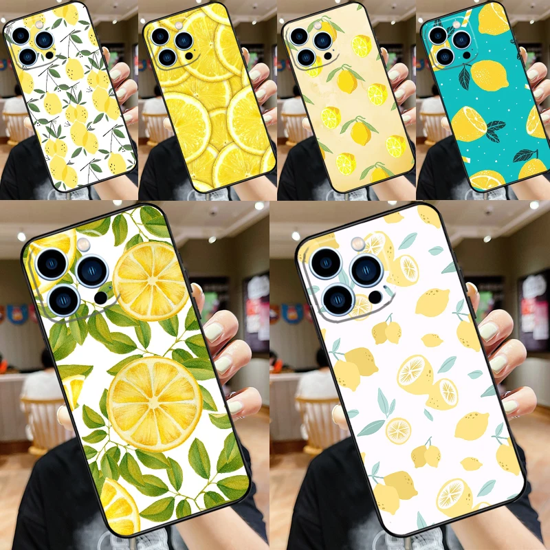 Fruit Lemon Case For iPhone 16 15 14 13 12 11 Pro Max Mini 7 8 Plus X XS Max XR Full Protect Cover