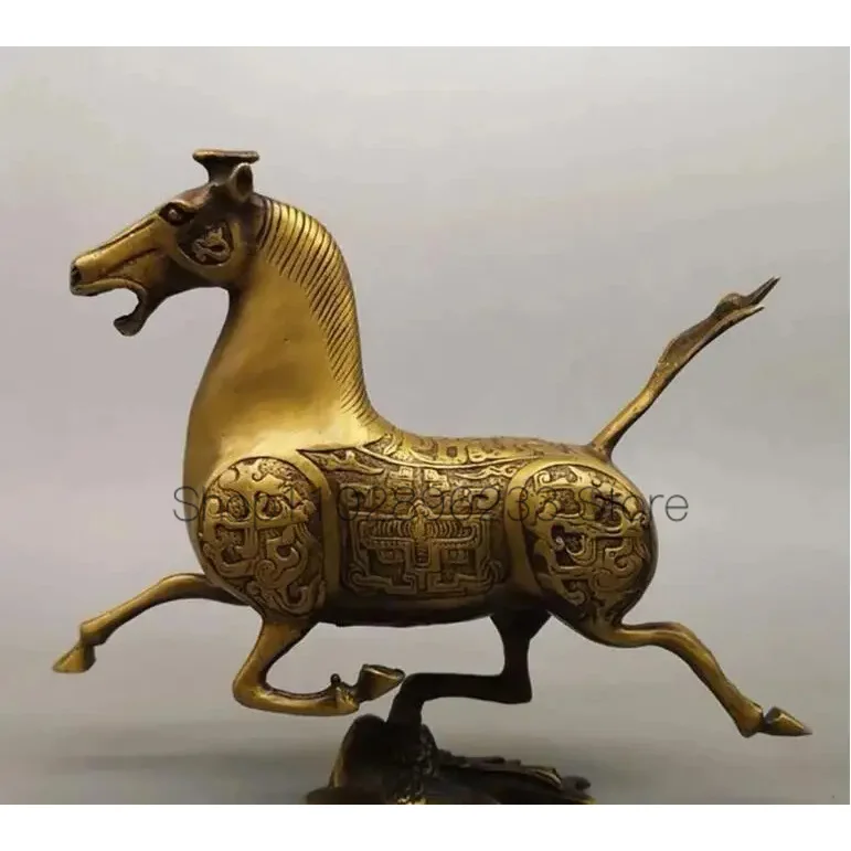 Copper Statue Wholesale of pure copper horse, flying swallow, twelve zodiac horses, ornaments, living room, brass horse, ornamen