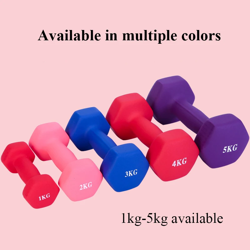 Custom Logo Home Use Fitness Gym Weight Hex Equipment Rubber 1kg 5kg Man Women Pink Dumbbell