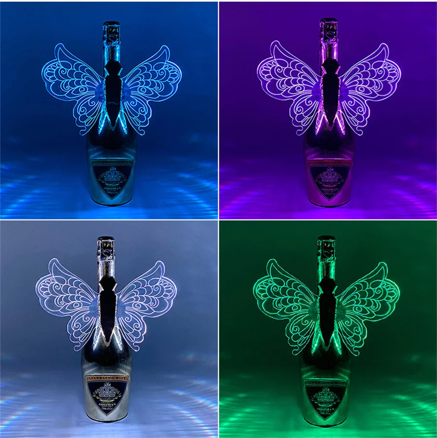 Imagem -05 - Rgb Led Butterfly Angel Wings Champagne Garrafa Recarregável Sparkler Light Apresentador para Bar Decor