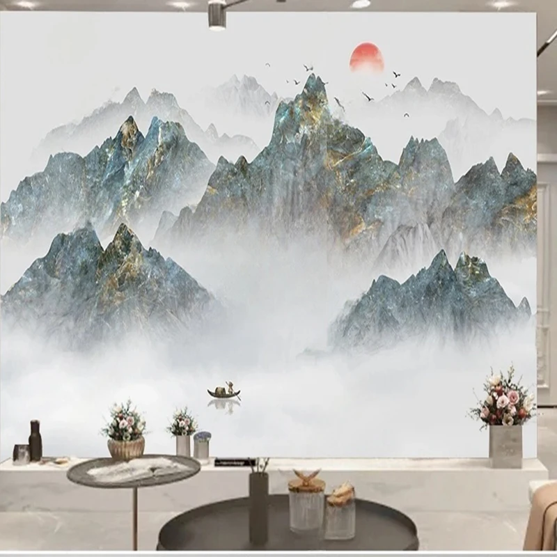 MU7646 Custom Photo Mural Ink Oil Painting Abstract Mountain Wallpaper TV Sofa Background For Living Room Bedroom