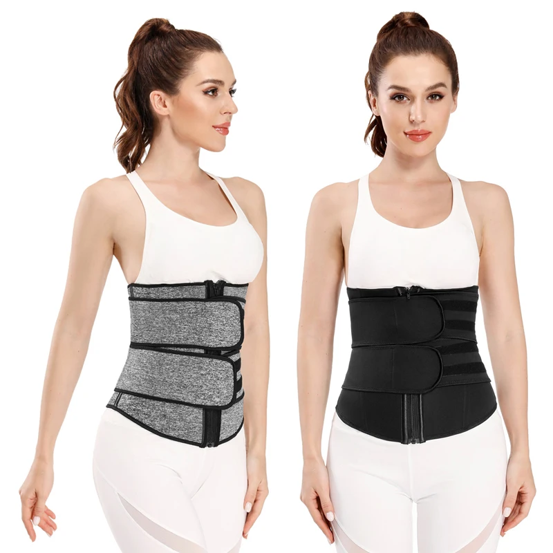 Front 32cm/12.60in Women's Latex Neoprene Pressure Relief Sleeve Flat Corset Fit Waistband with 9 Robs