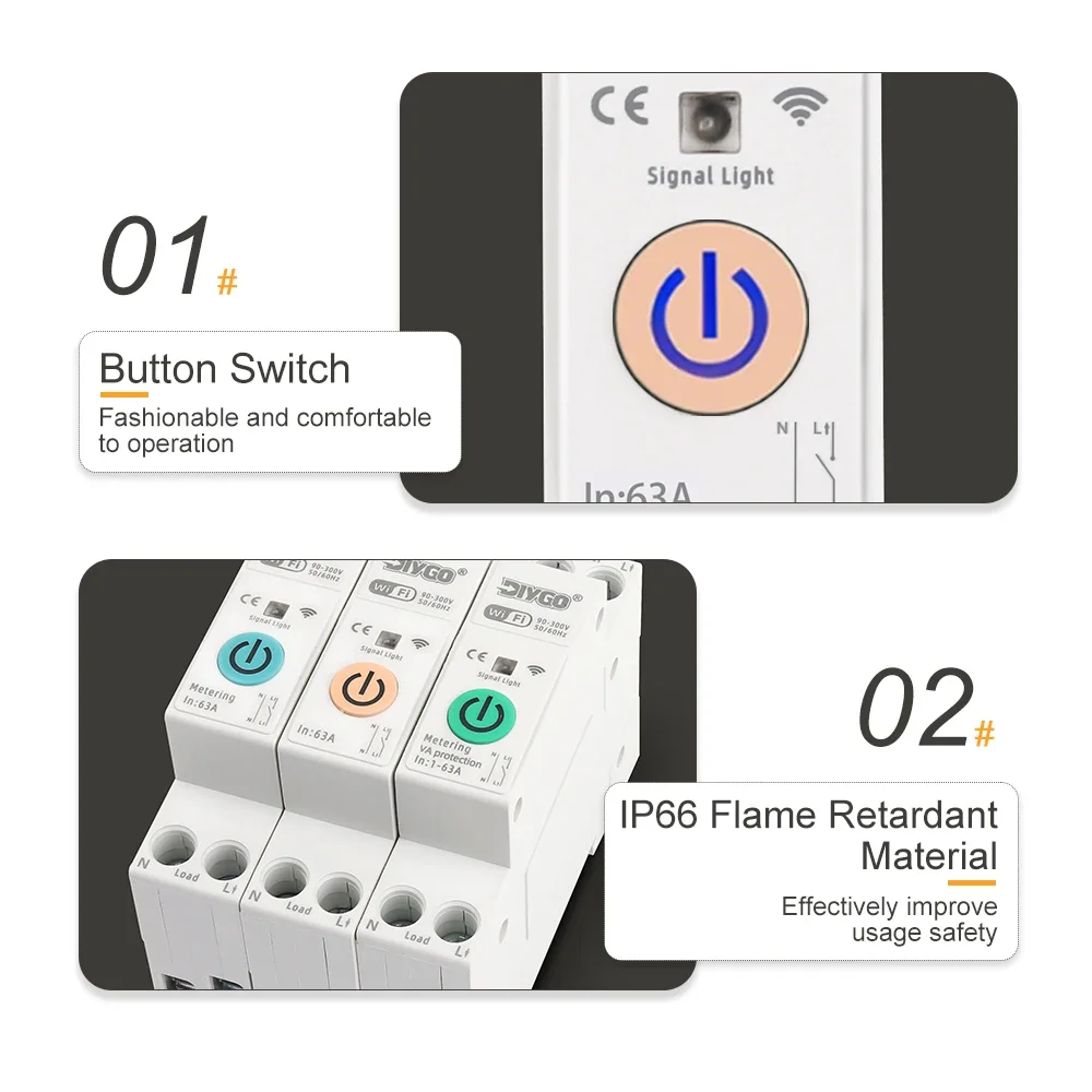 Tuya WIFI Smart Circuit Breaker 1P+N 63A Over-Voltage Power Protector Under  Voice Remote Control SwitchWork With Smart Life