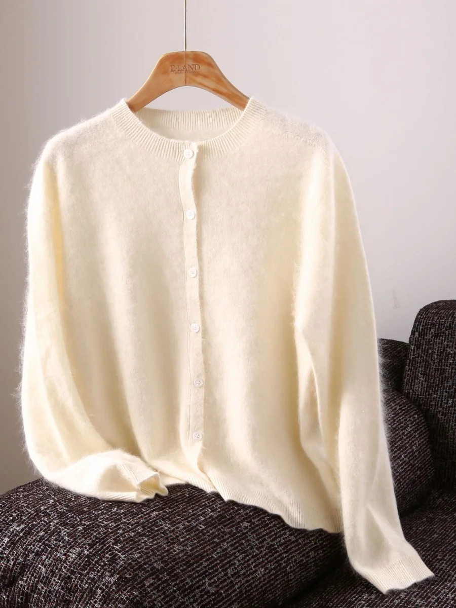 Women's Cardigans and Sweater Soild Wool Knitted Female Cashmere Sweater Autumn Winter Round Neck Basic Tops Y2K Clothes