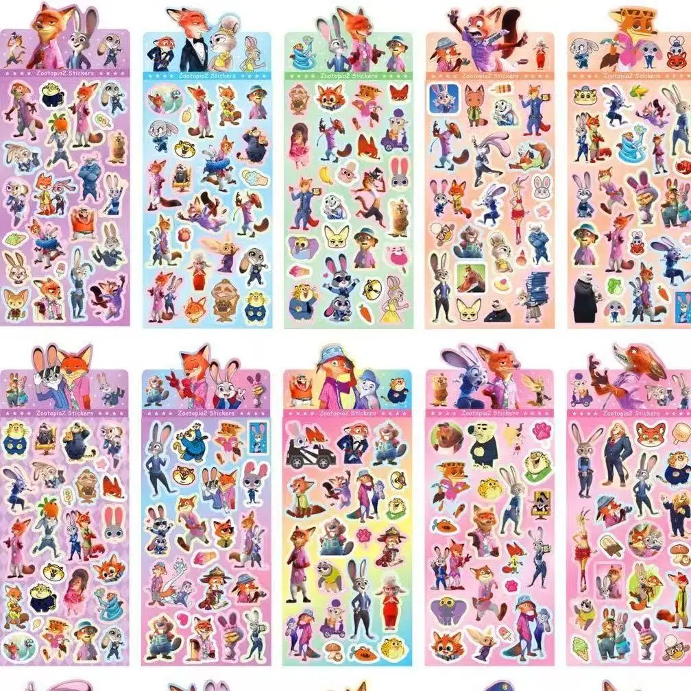 크레이지 주토피아 2 스티치 닉 래빗 주디 레이저 스티커 어린이 귀여운 만화 장식 작은 패턴