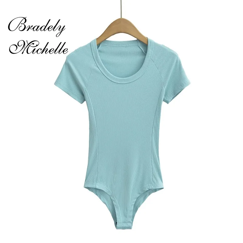 Slim girocollo manica corta abbigliamento Sexy da donna tuta retrò Pullover body Top body Sexy