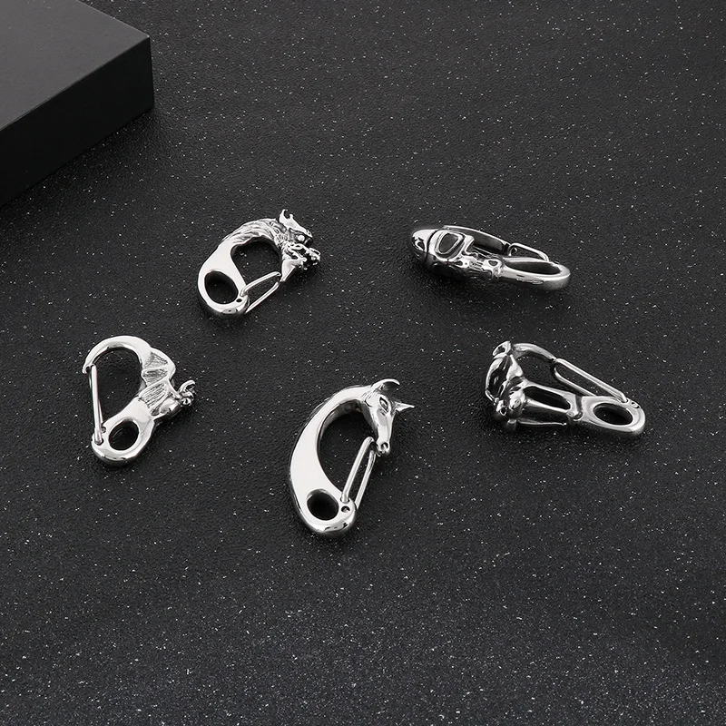 Fongten Männer Skelett Schlüssel verschluss Edelstahl Drachen Löwe DIY Schlüssel bund Verschluss Gothic Karabiner Brieftasche Schlüssel anhänger Haken für Männer – Detail 6