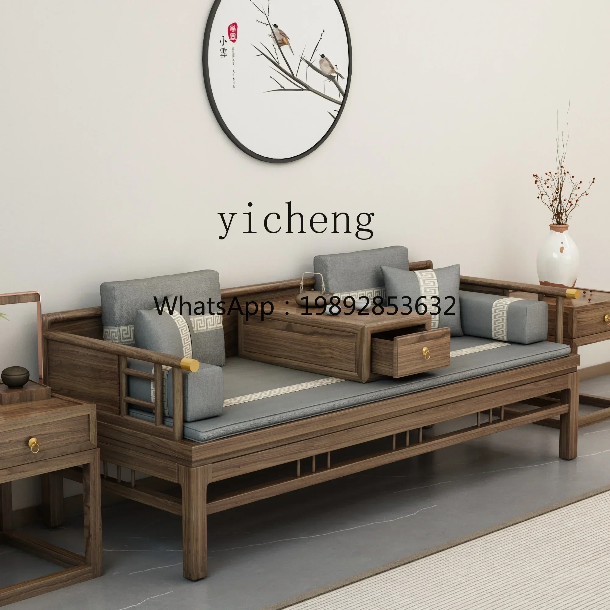 S1  Solid wood push-pull bed Arhat bed small apartment living room simple sofa bed folding dual-purpose