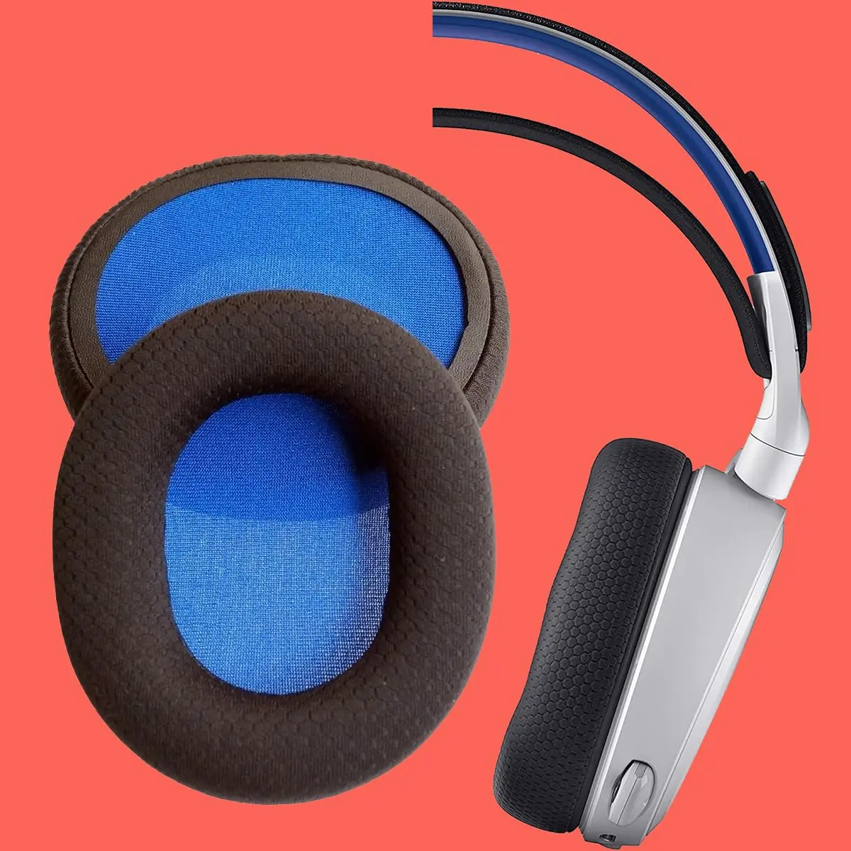 V-MOTA 이어패드, Steelseries Arctis 7 / 7P + / 7X, Arctis 9 / 9X 프라임 헤드폰 (1 쌍) (검정색 파란색) 과 호환