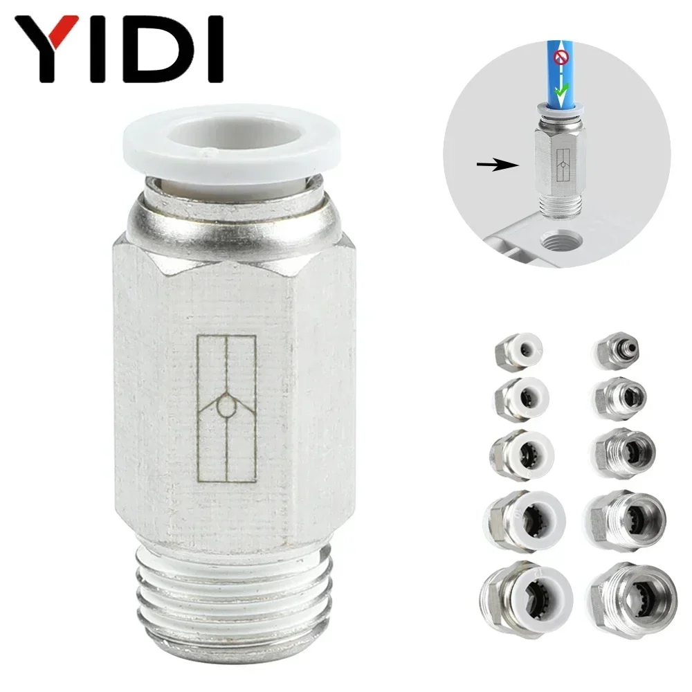 1/5/10pcs Pneumatic Connection Check Valve Air Hose Tube Non-Return Fitting 4mm 6mm 8mm 10mm Quick Fittings Connector Set 1/4 in