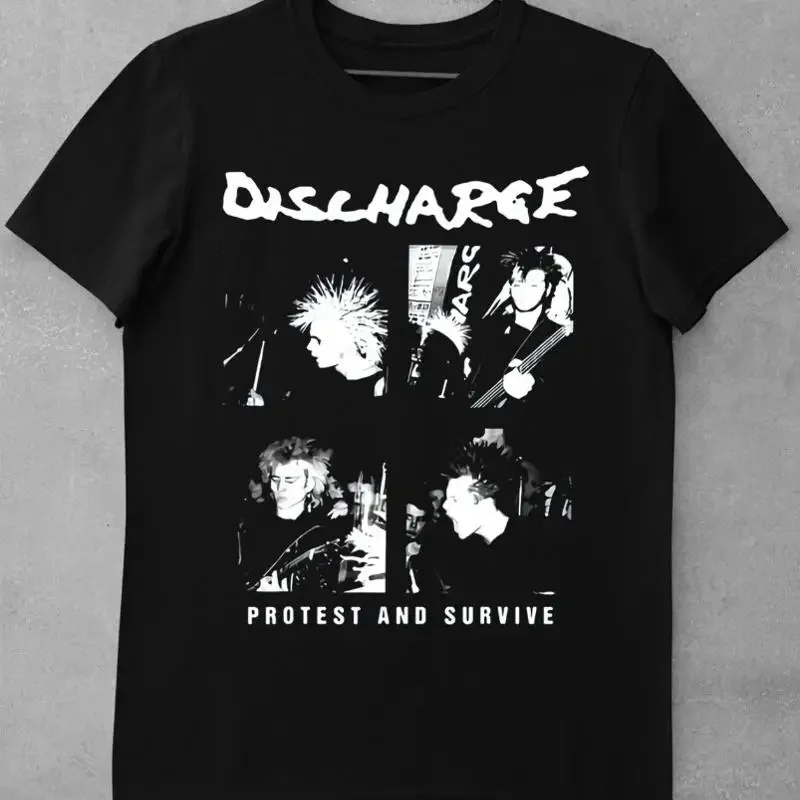 Vintage Discharge T Shirt Black Cotton All Sizes S To 5Xl