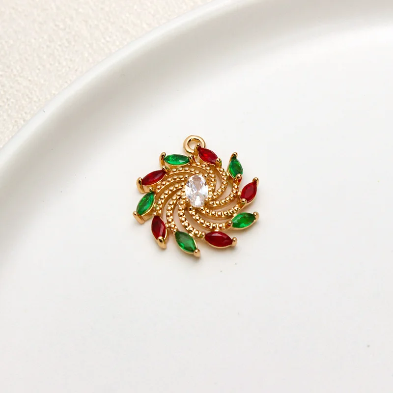 10 قطعة/الحقيبة قلادة عصرية مطلية بالنحاس مرصعة بالزركون على شكل زهرة إكسسوارات عقد وأقراط ذاتية الصنع