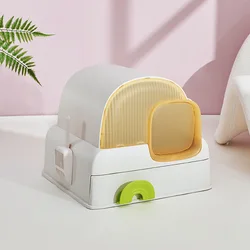 Caja de arena cerrada para gatos, control olores y fácil limpieza