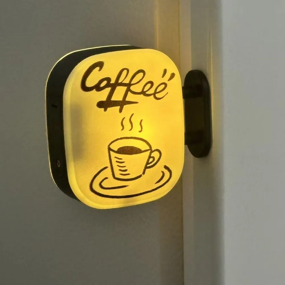 Coffee Corner Light Box Fridge Magnet Atmosphere Light Magnetic Miniature Light Sign Glowing LED Refrigerator Decoration
