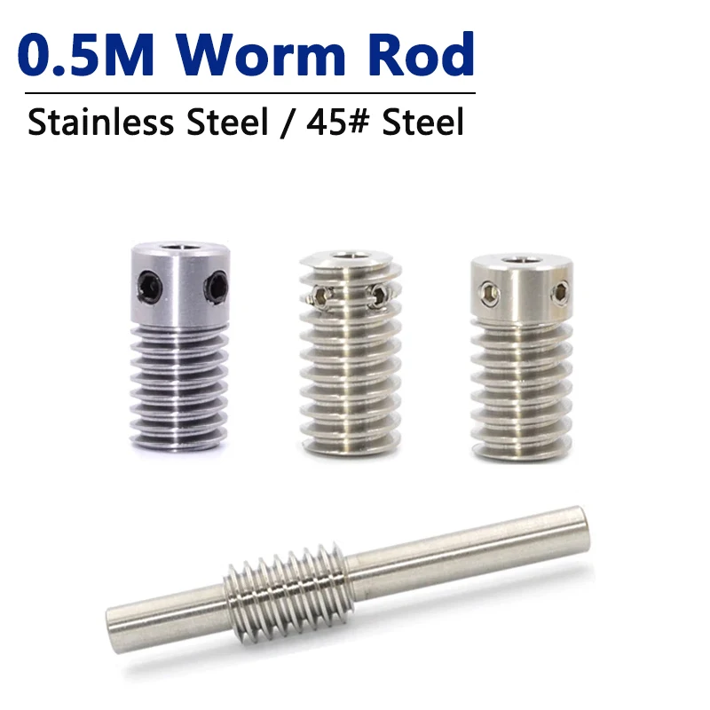 

1pc 0.5M Worm Rod Shaft For Use with 0.5 Module Worm Gear Stainless Steel / 45# Steel