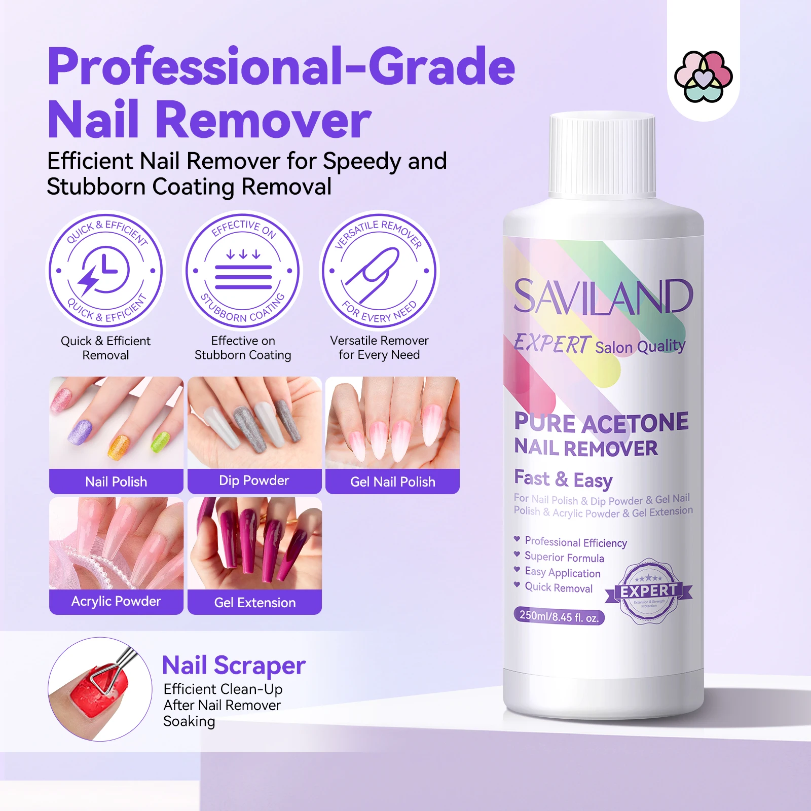 SAVILAND Nail Polish Fast Remover Kit 250ml Magic Effect Nall Gel Professional Cleaner Function Polish Remove Semi Permanent
