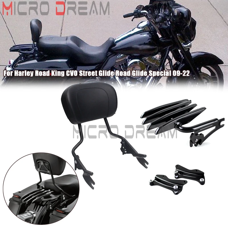 

Steel Detachable Stealth Luggage Rack For Harley Road King CVO Street Glide Road Glide Special Passenger Sissy Bar Pad Backrest