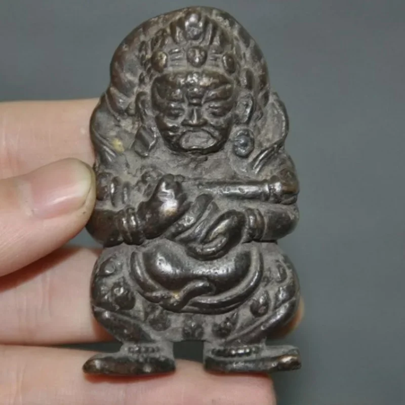 2.4'' Old china temple bronze wealth God of Wealth Mammon statue