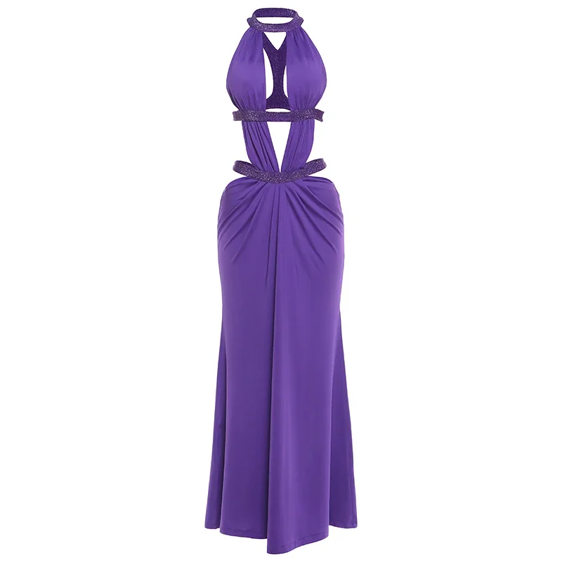 Sisterlinda elegante jurk dames chic backless patchwork glitter bandage onregelmatige mouwloze sexy strandvakantie hottie vestidos