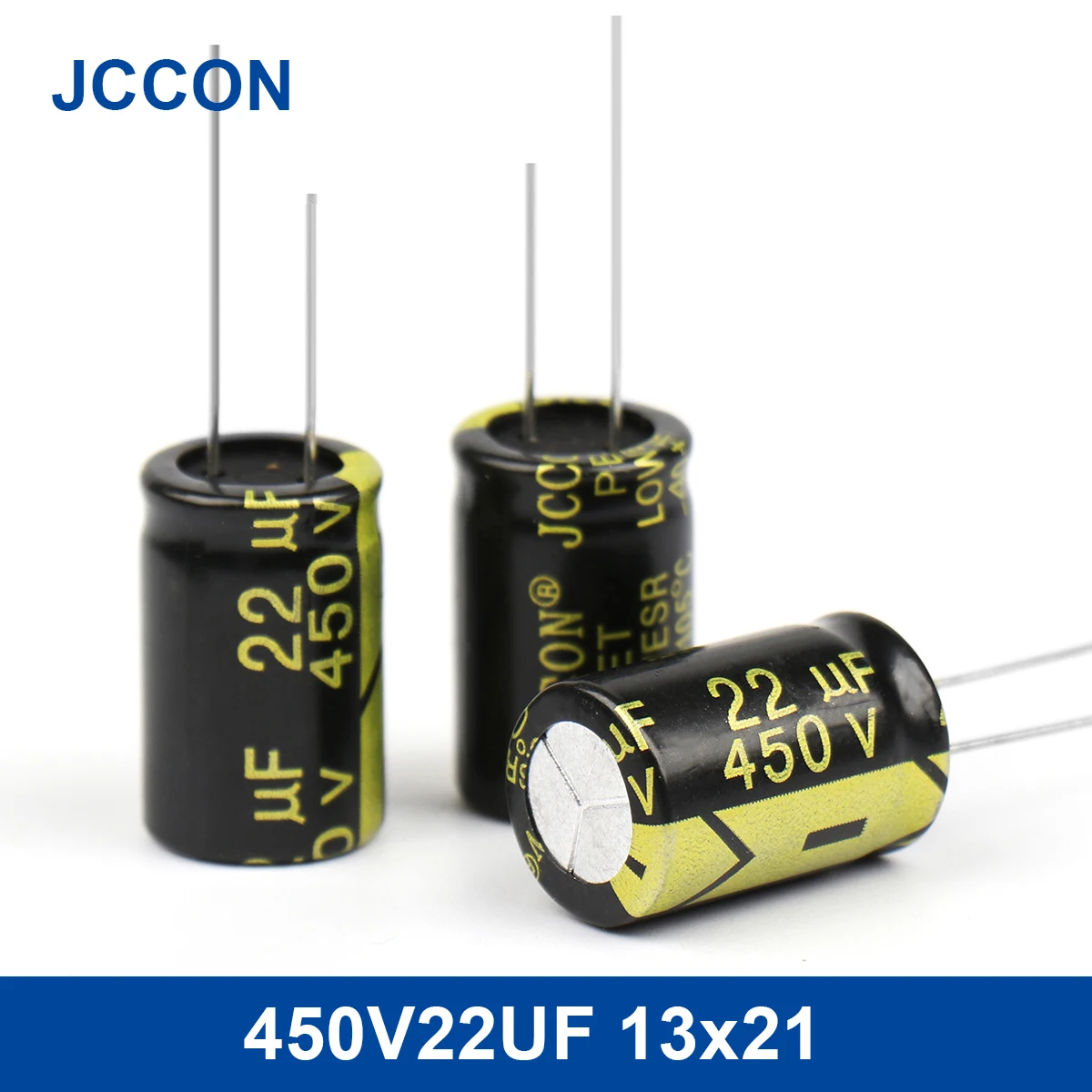 10Pcs JCCON Aluminum Electrolytic Capacitor 450V22UF 13x21 High Frequency Low ESR Low Resistance Capacitors