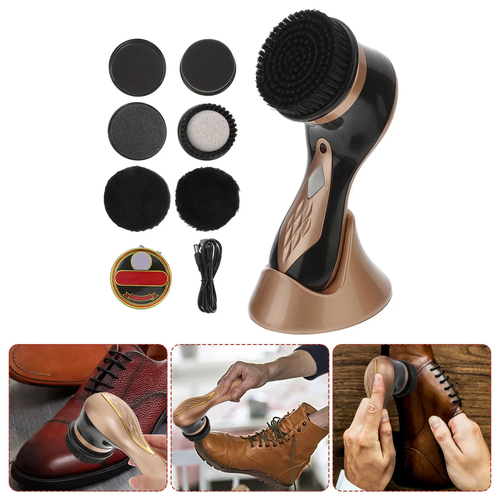 

Electric Brush Kit for Care Includes 7 Attachments Polishing Oil and Shine Tools Easy Clean Hands-Free Use