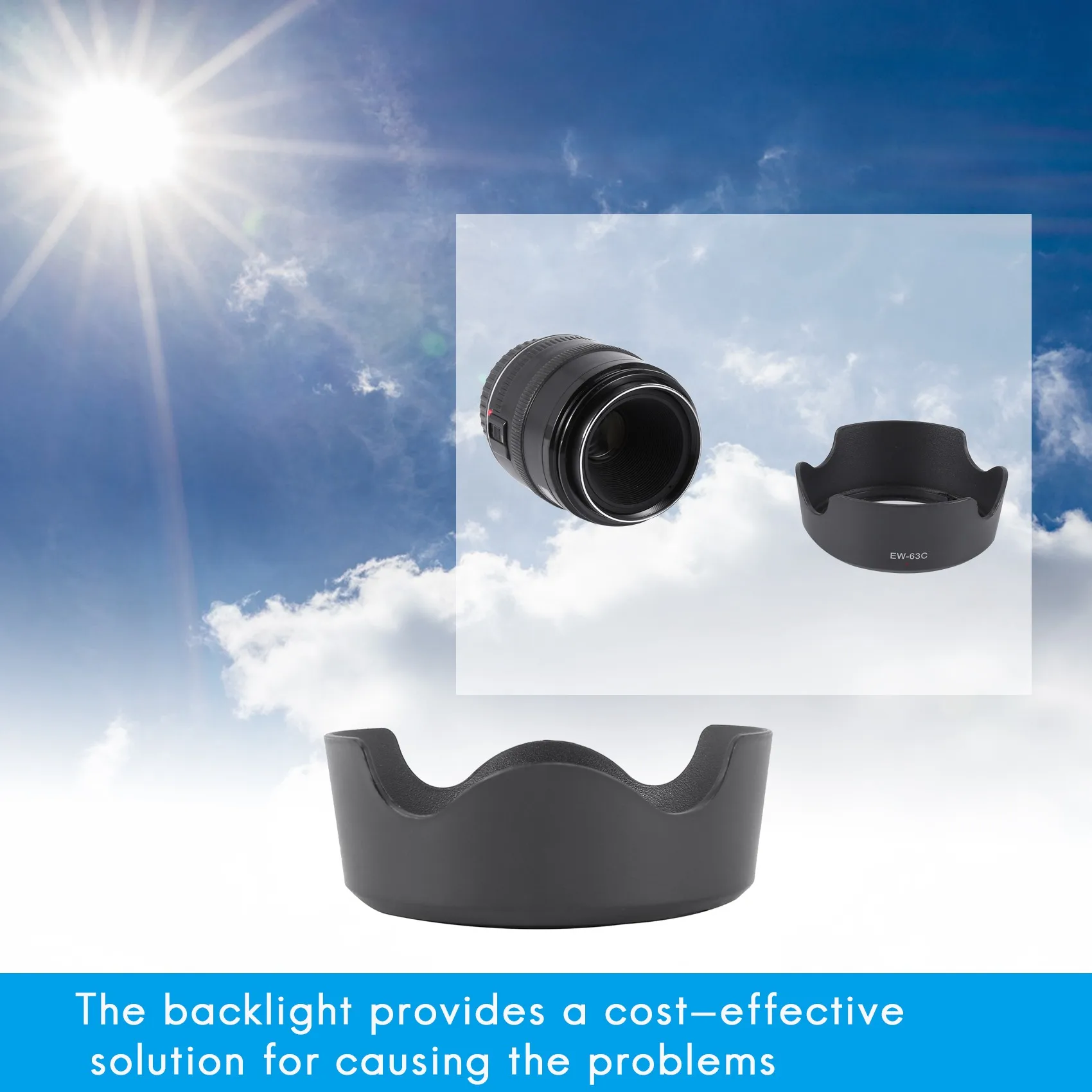 Parasol para lente de cámara EW-63C EW63C para Canon EF-S 18-55 mm F / 3.5-5.6 IS STMABGI