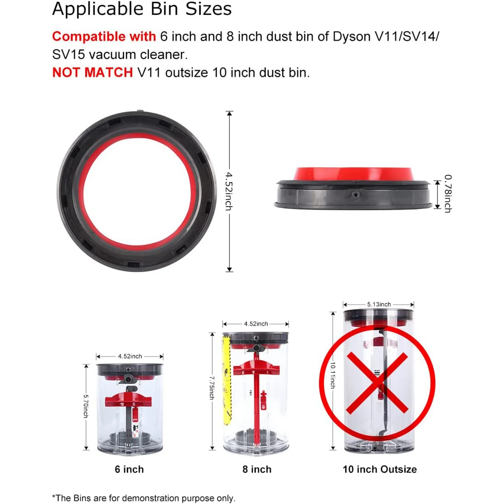 Aspirador acessório de substituição, anel de vedação fixa, Top Bin, V11, SV14, SV15, novos acessórios, peça sobresselente