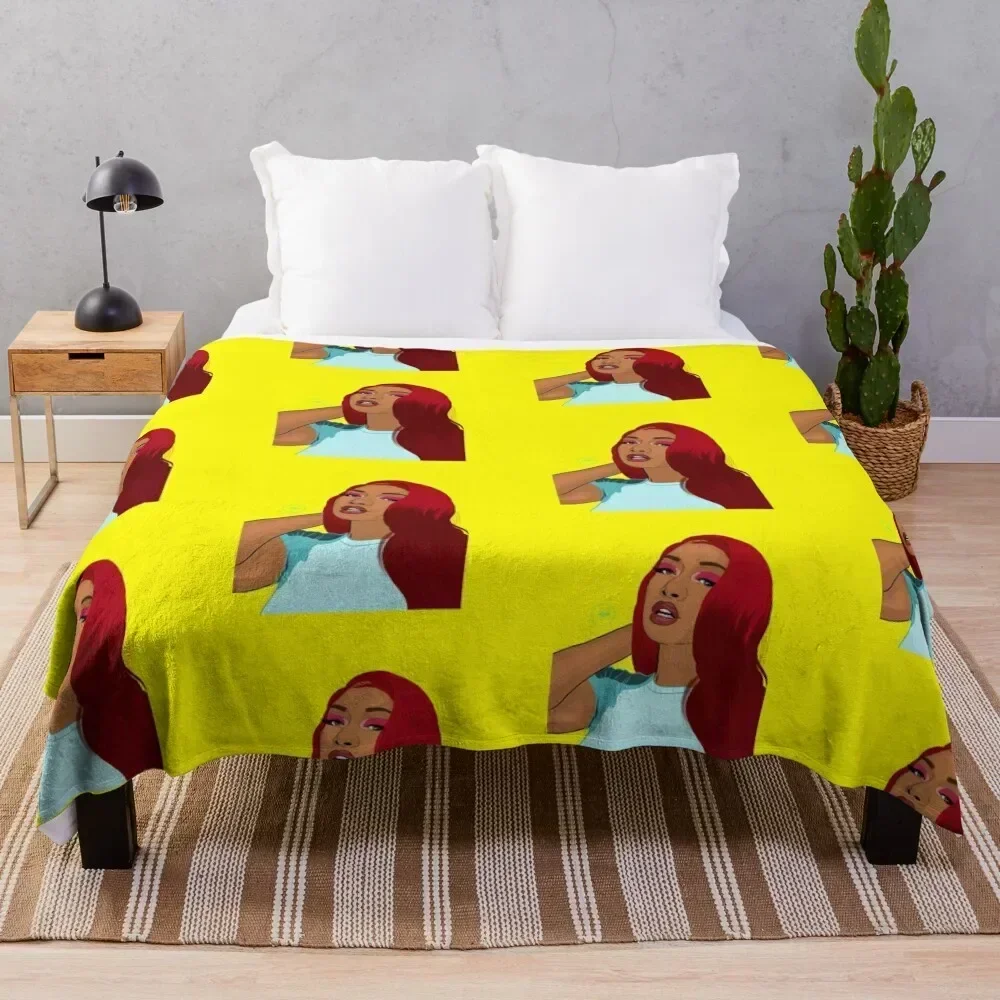 

Megan Thee Stallion Throw Blanket Sofa Quilt Thins Loose Retros Blankets