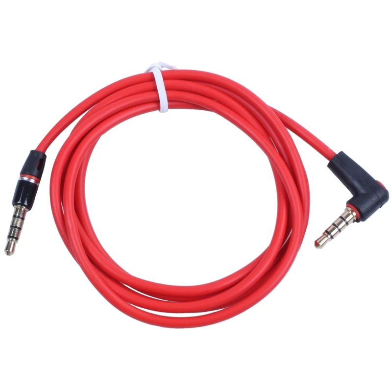 DT51 2pcs 3.5mm 1/8 Inch Male to Male 4 Pole Car AUX Audio Cord Cable Record Headphone RED