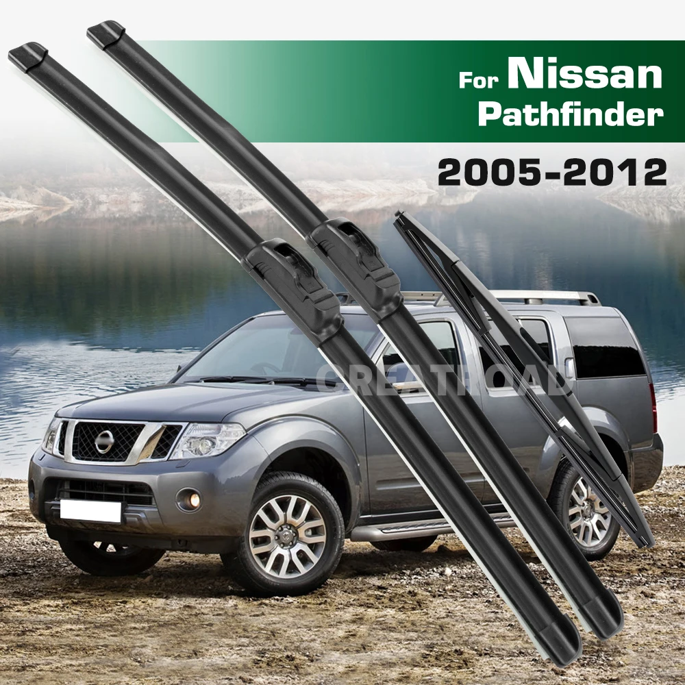 GREATROAD Wiper LHD&RHD Front & Rear Wiper Blades Set For Nissan Pathfinder R51 2005 - 2012 Windshield Windscreen Window Brushes
