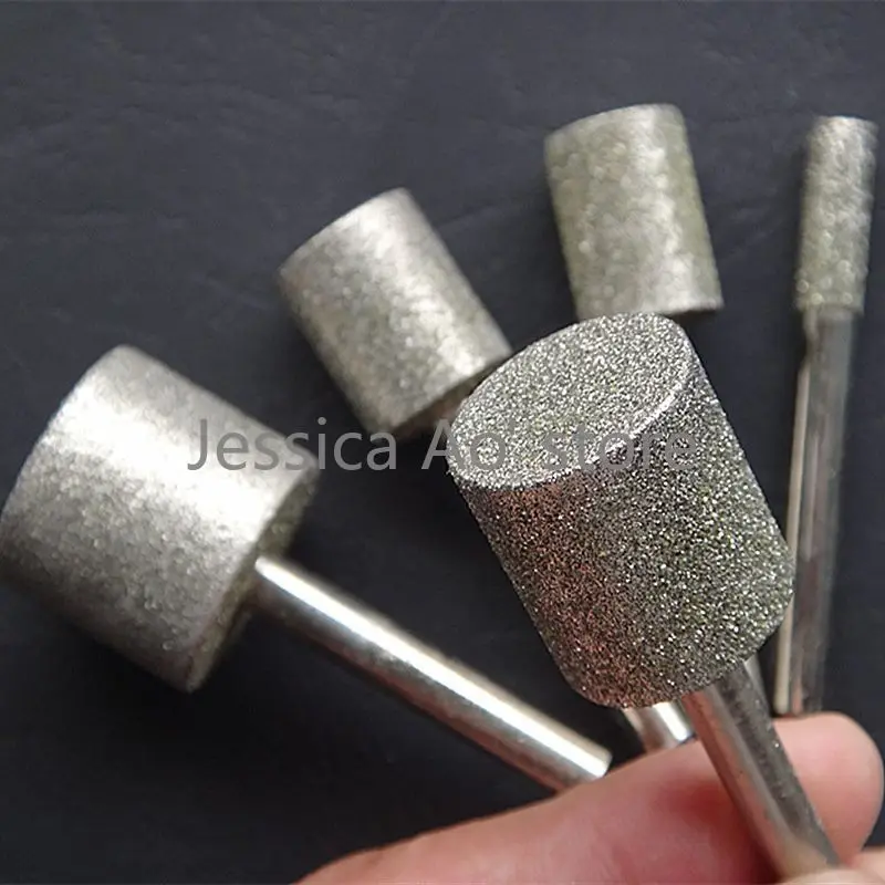 14-30mm Rough/Fine Sand Cylinder Diamond Grinding Bits Electric Mill Tools Stone Pelling Glass Polishing Jade Carving Tools