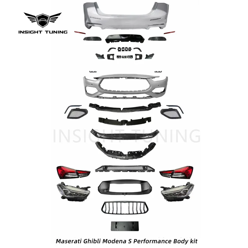 2014-2023 PP Plastic Front Bumper Lip Tail Light Bodykit with Clips for Ghibli Modena S Performance New